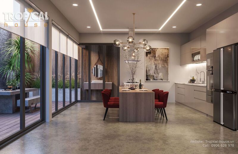 thiết kế nội thất nhà phố phòng bếp